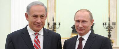 Netanyahu junto a Putin hoy en Moscú.