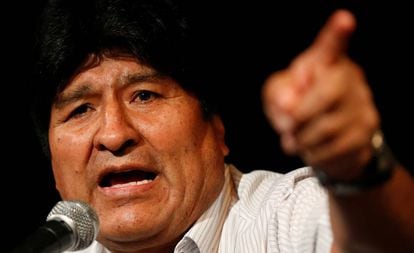 Evo Morales, este martes, durante su conferencia en Buenos Aires.