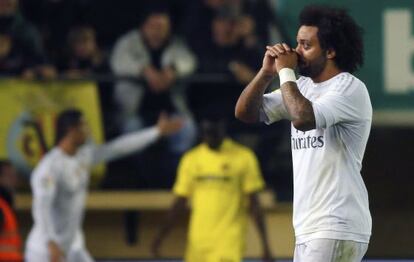 Marcelo se lamenta durante el partido.