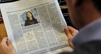 Página del diario 'The Globe and Mail' de Montreal (Canadá), que incluye un reportaje sobre el arresto de Meng Wanzhou, vicepresidenta de Huawei.