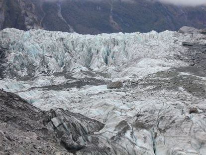 Vista del glaciar Fox, cercano a la oeste de isla Sur de Nueva Zelanda.