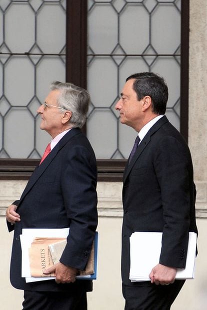 Trichet y Draghi, tras un Consejo del BCE en 2009.