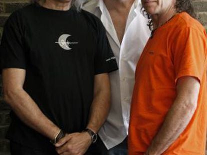 Desde la izquierda, Carles Benavent, Tino Di Geraldo y Jorge Pardo.