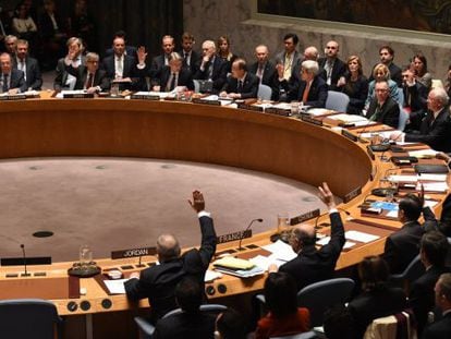 Momento del voto del Consejo de Seguridad, este viernes