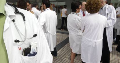 Jornada de huelga de médicos en el hospital universitario Puerta de Hierro de Madrid.