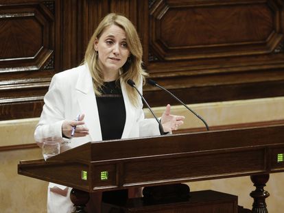 La consellera de Economía, Natàlia Mas, en una comparecencia parlamentaria.
