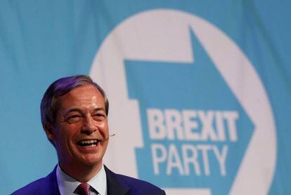El líder del Brexit Party, Nigel Farage, el martes en Peterborough.