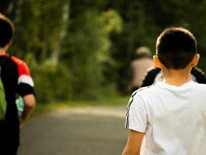 Un grupo de adolescentes se dirige a un partido.