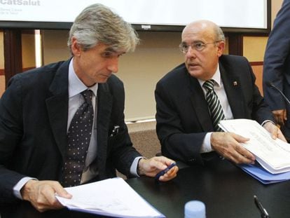 El director de l'AQuAS, Josep Maria Argimon, i l'exconseller de Salut Boi Ruiz.
