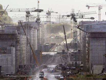 Vista de las obras del Canal de Panamá el 3 de enero