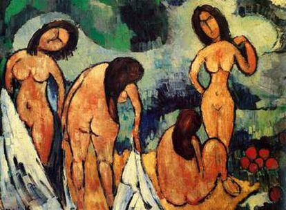 <i>Las bañistas,</i> obra realizada por Maurice de Vlaminck en 1907-1908, que se expone en CaixaForum Madrid.