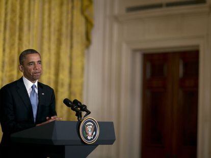 El presidente Obama comparece ante la prensa este lunes en la Casa Blanca.