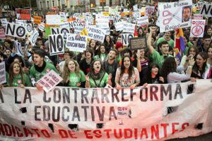 Manifestación de estudiantes contra la LOMCE, en Madrid.