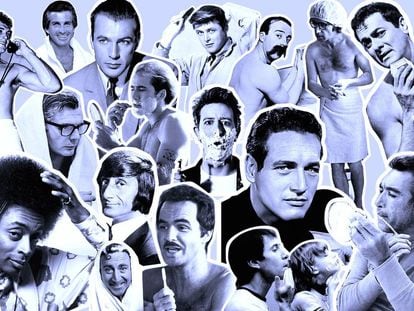 Paul Newman, Tony Curtis, Gary Cooper, Spike Lee, Burt Reynolds, Anthony Quinn... Iconos de la masculinidad sacándose brillo a su rostro.
