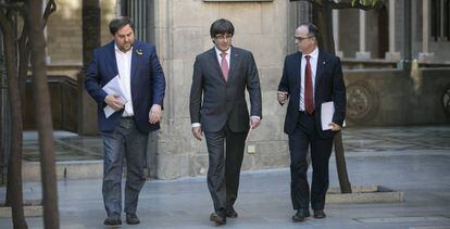 Oriol Junqueras, Carles Puigdemont y Jordi Turull, esta semana en Barcelona.
