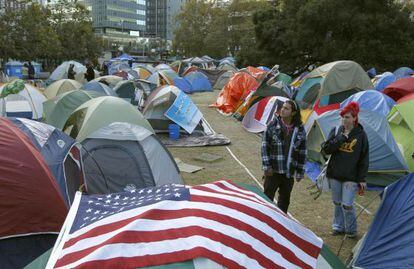 Campamento del movimiento Occupy Oakland, en California.