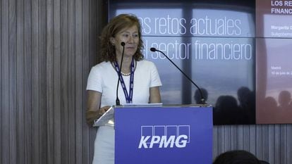 Margarita Delgado, subgobernadora del Banco de España, en las jornadas de KPMG en Madrid.