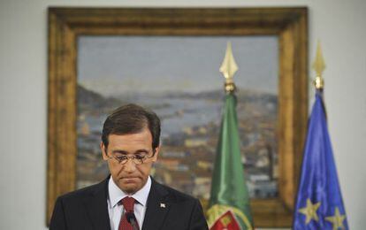 El primer ministro portugués, Pedro Passos Coelho, durante su discurso para anunciar nuevas medidas de austeridad.