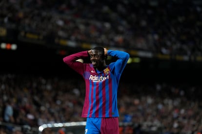 Ousmane Dembélé, en el partido contra el Celta en el Camp Nou.
