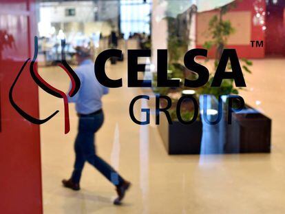 Logotipo del grupo Celsa en una de sus oficinas.