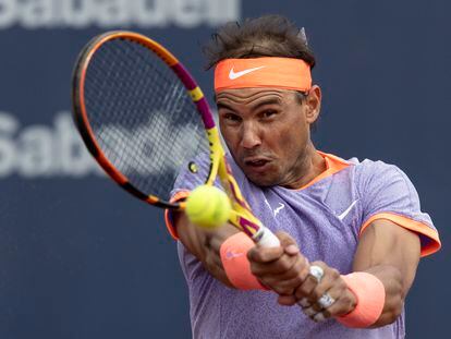 Nadal, durante el partido contra De Miñaur en el Godó. 