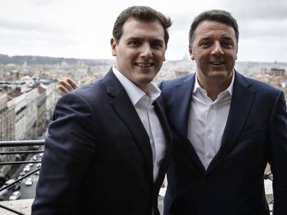 Albert Rivera con Mateo Renzi, este martes en Roma.