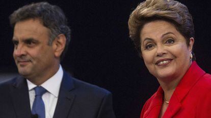 Dilma Rousseff i Aécio Neves durant el debat d'aquest divendres.