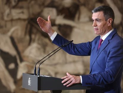 Pedro Sánchez, en su balance de final de año en el Palacio de La Moncloa.