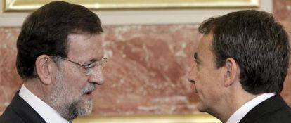 Zapatero y Rajoy, durante los actos conmemorativos del Día de la Constitución.