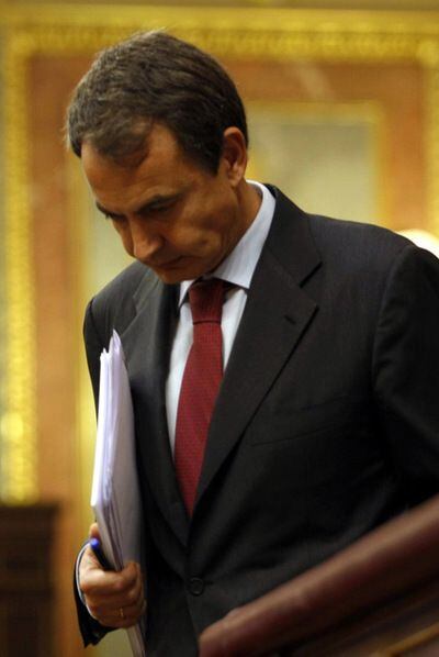 José Luis Rodríguez Zapatero, durante la sesión parlamentaria de ayer en el Congreso.