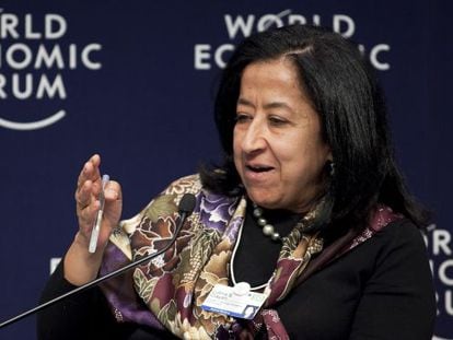 Lubna Olayan, durante su intervenci&oacute;n en el Foro de Davos de 2010.
