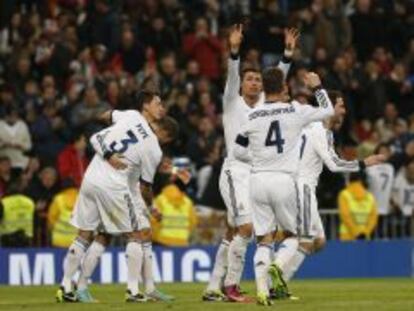 Jugadores del Real Madrid en un partido frente al Mallorca