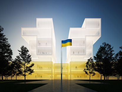 Simulación de la Casa de Ucrania virtual, obra del arquitecto Jean-Michel Wilmotte.