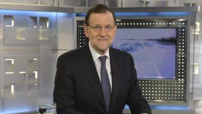 Mariano Rajoy, presidente del Gobierno, en los estudios de TeleCinco.