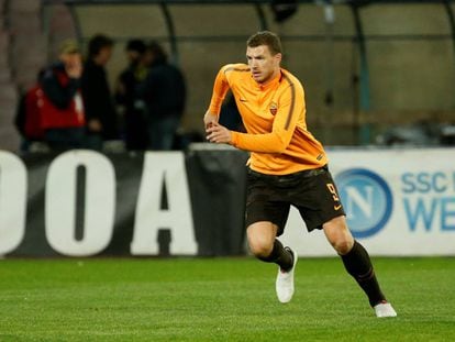 Dzeko, antes del partido ante el N&aacute;poles.