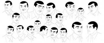 Diversos bocetos sobre la cabeza de Buñuel para la película.
