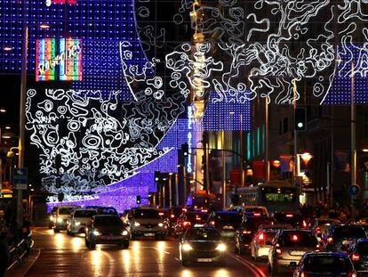 Encendido de las luces de Navidad en la Gran Vía de la capital.