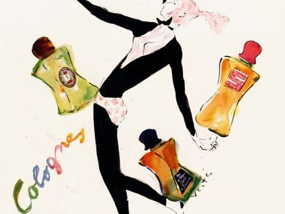 Ilustración de los años
cuarenta para los
perfumes Schiaparelli
realizada por Marcel
Vertès.