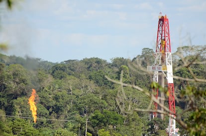 Un pozo petrolero en el Parque Nacional Yasuní, cerca de Coca (Ecuador), en octubre de 2016.