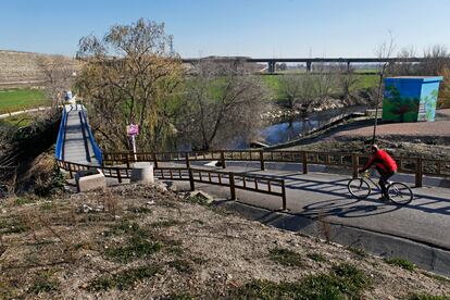 Punto donde termina la parte urbanizada del Parque Lineal del Manzanares, entre Villaverde Bajo y Perales del Río (Getafe), en enero de 2020.