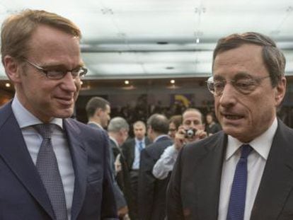 Jens Weidmann (Bundesbank) y Mario Draghi (BCE).