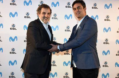 El presidente de Telefónica España, Luis Miguel Gilpérez y el managing director de ESL España, Manuel Moreno.