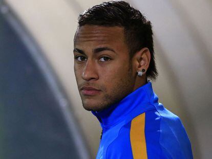 Neymar, durante un entrenamiento del Barcelona.