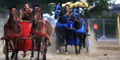 Carreras de bigas en el circo romano.