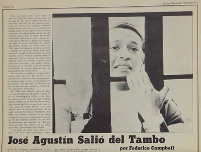 José Agustín en la revista Piedra Rodante, en agosto de 1971, una de las primeras entrevistas que dio al salir de la prisión de Lecumberri.