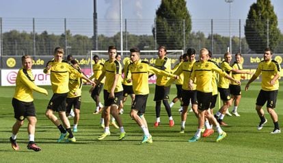 Entrenamiento del Borussia Dortmund antes de enfrentarse al Real Madrid