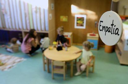 Una de las aulas de la escuela infantil municipal San Antón, dependiente del Ayuntamiento de Madrid.