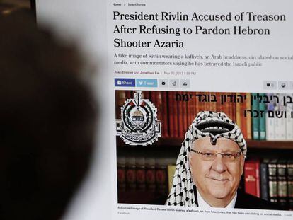 Noticia en la web del diario isarel&iacute; &#039;Haaretz&#039; sobre la campa&ntilde;a de acoso al presidente Rivlin.