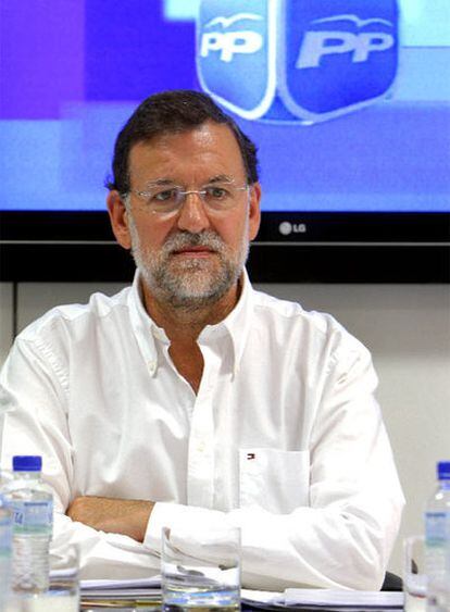 Rajoy, en la reunión de la dirección del PP el martes.