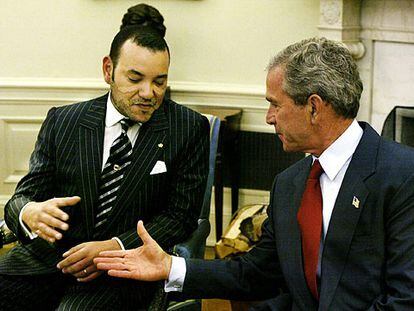 El rey Mohamed VI de Marruecos y el presidente de EE UU, George W. Bush, en julio en la Casa Blanca.